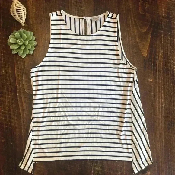 Cremieux | Black & White Striped Sleeveless Top - Picture 1 of 5
